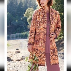 Soft Surroundings Faux Suede One Button Duster Jacket Size L NWOT